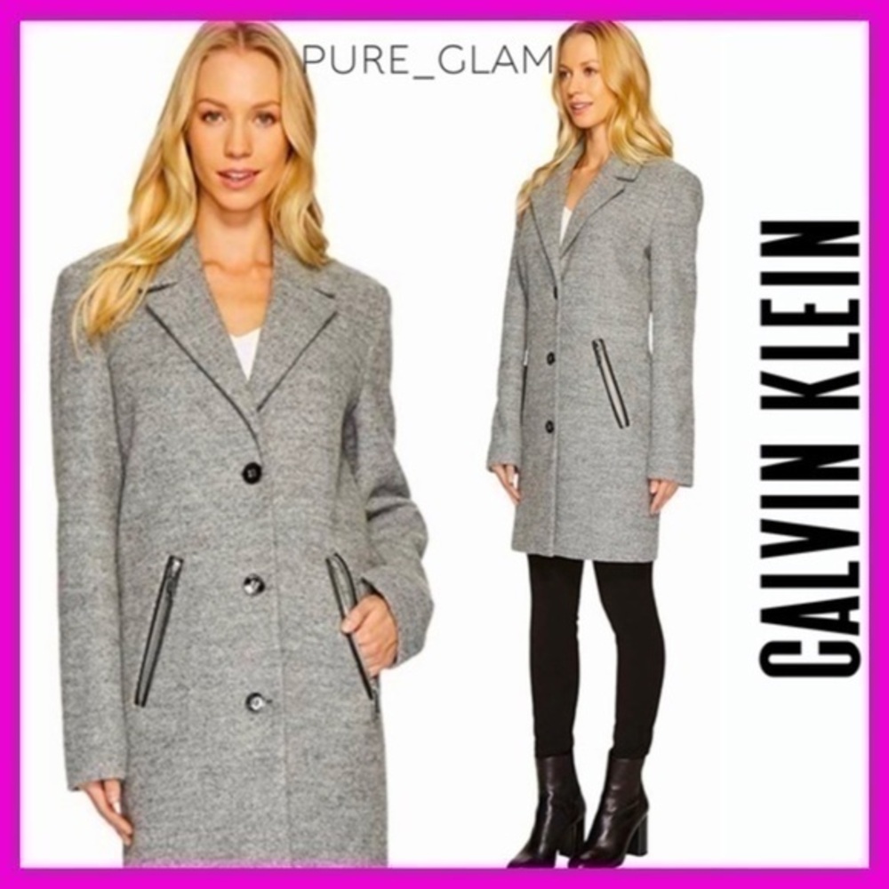 NWT CALVIN KLEIN coat wool bouclé jacket oversized size Small